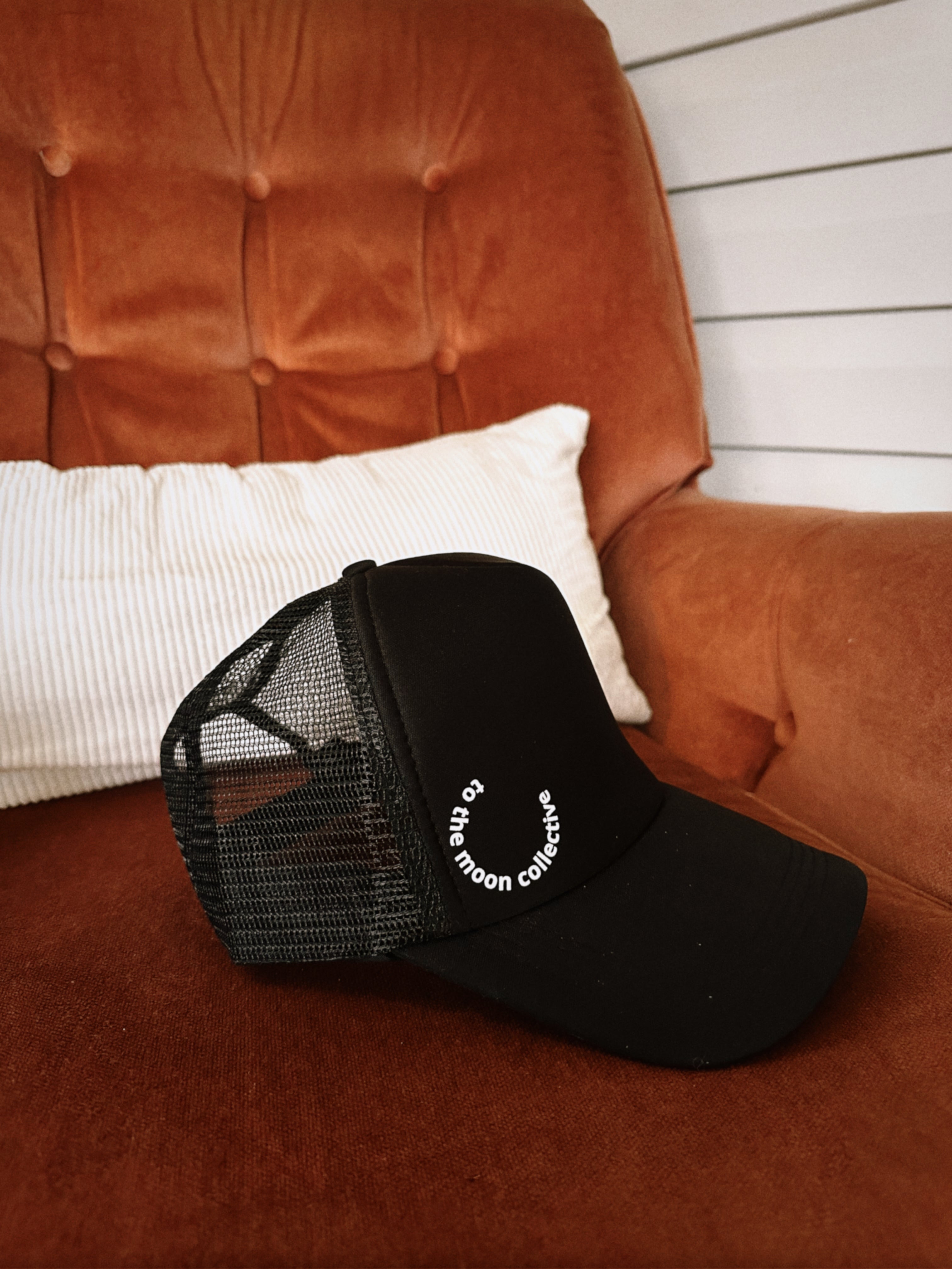 to the moon collective OG logo trucker