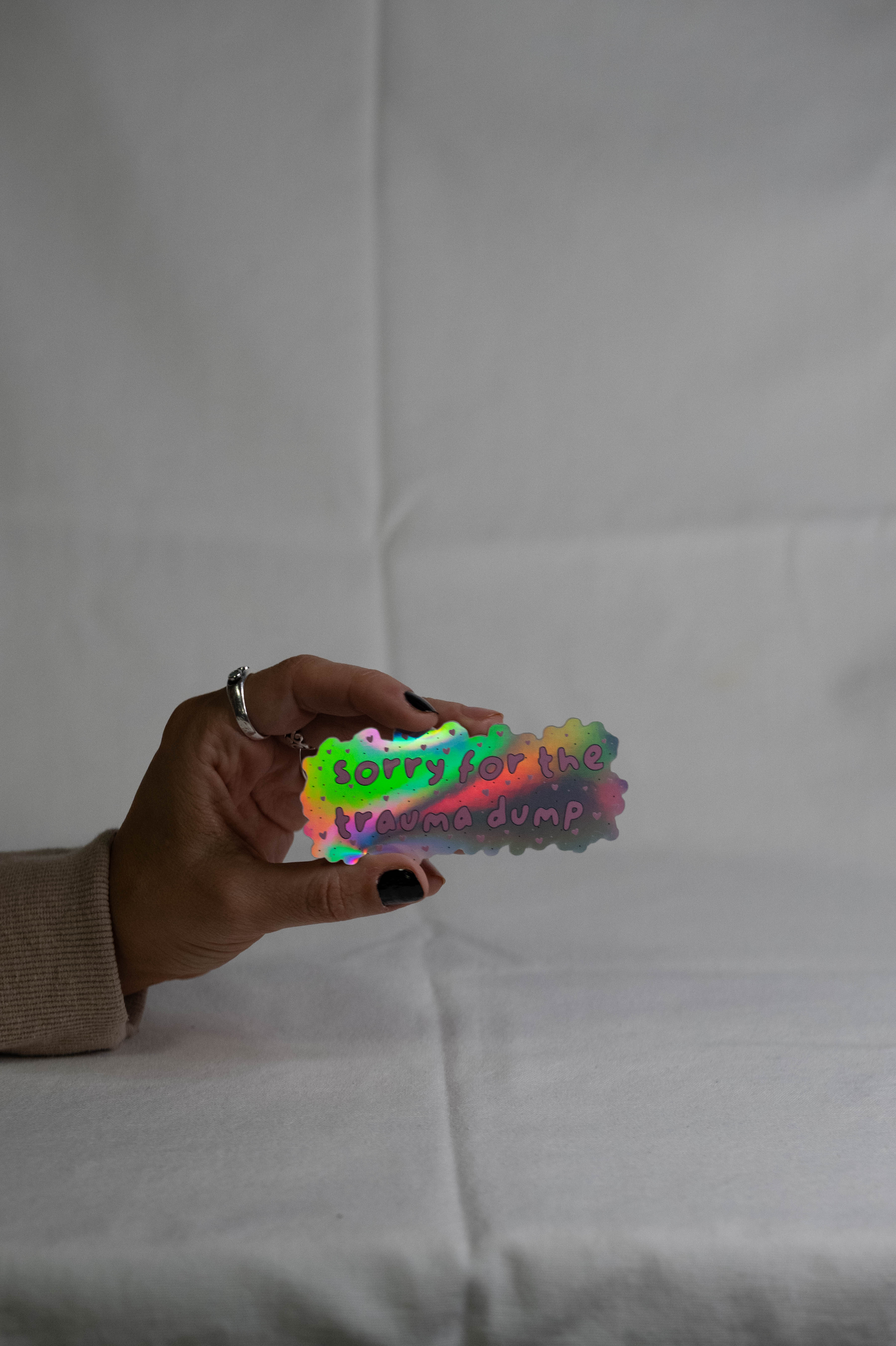 sorry for the trauma dump holographic sticker