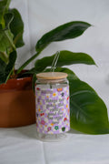 things tumbler glass w/ straw